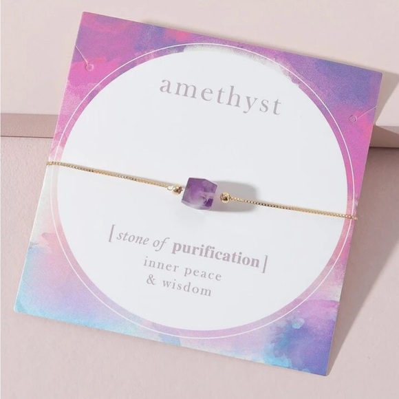 Amethyst Stone Adjustable Bracelet- NWT - Picture 1 of 3